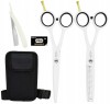 Set Foarfeci Tuns Filat Enzo 5.5 Albe + Toc, Brici + 5 Lame, Coafor Profesional
