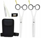 Set Foarfeci Tuns Filat Enzo 5.5 Albe + Toc Cheetah Negru + Brici 5 Lame