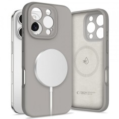 Husa MagSafe pentru Apple iPhone 16 Pro Max, Tech-Protect, Liquid Silicone, Gri foto