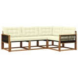 vidaXL Set de canapele de exterior cu pernă 4 pcs Natural și Crem 3381390