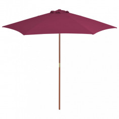 Umbrelă de soare de exterior, stâlp lemn, roșu bordo, 270 cm