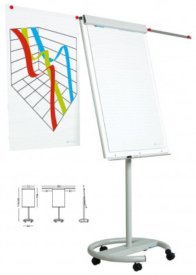 Flipchart Magnetic, 105 X 70 Cm, Cu Brate Laterale, Cu Rotile, Smit Vario foto