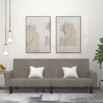 Gossi canapea extensibila cu 2 locuri, gri deschis, catifea foto
