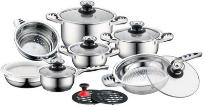 Set oale si tigaie inox cu capace, de calitate, durabile, 16 piese, gatire sanatoasa, Aurich Carl Schmidt Sohn Germania 065843 foto