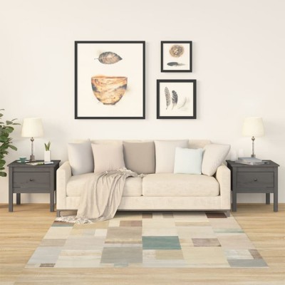 Gossi mese laterale, 2 buc., gri, 50x50x49 cm, lemn masiv de pin foto