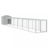 Cotet pui cu incinta gri deschis 117x813x123 cm otel galvanizat GartenMobel Dekor, vidaXL