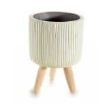 Cumpara ieftin Ghiveci flori lemn ceramica verde alba 11x16 cm
