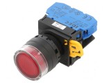 Comutator acţionat prin apăsare 22mm - 2 NO roşie