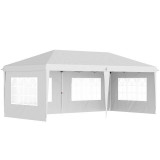 Pavilion pentru gradina/comercial, cadru metalic, material Oxford, 4 pereti, pliabil, alb, 5.85x2.95x2.70 m