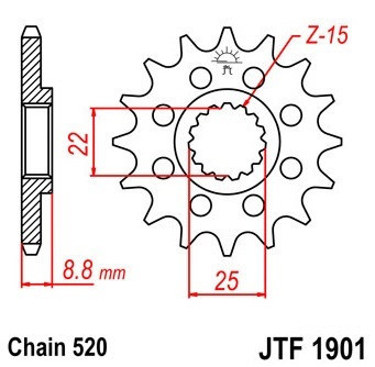 Pinion fata 12 dinti pas lant 520 &amp;ndash; Beta 300-520 RR - Husaberg 125-250-300-450 TE - Husqvarna TC - FC - TE - KTM EXC - GS - MX - SX foto