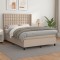 vidaXL Pat box spring cu saltea, cappuccino, 140x190cm piele ecologică 3132500