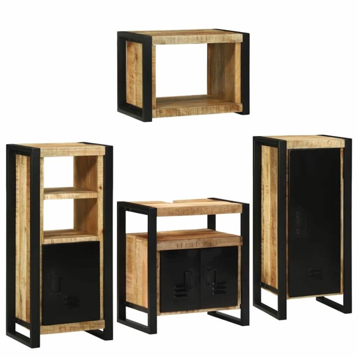 vidaXL Set de mobilier pentru baie 4 pcs Maro Lemn de mango solid 3305680