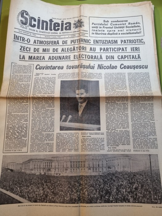 scanteia 1 martie 1969-cuvantarea lui ceausescu la marea adunare electorala