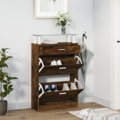 vidaXL Pantofar, stejar fumuriu, 63x24x104 cm, lemn prelucrat 342567 foto