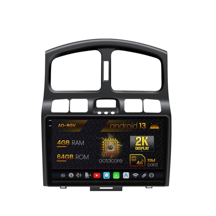 Navigatie Hyundai Santa Fe (2001-2005), Android 13, V-Octacore 4GB RAM + 64GB ROM, 9.5 Inch - AD-BGV9004+AD-BGRKIT210V2