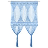 Perdea macrame, albastru, 140 x 240 cm, bumbac