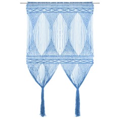 Perdea macrame, albastru, 140 x 240 cm, bumbac