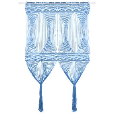 Perdea macrame, albastru, 140 x 240 cm, bumbac foto