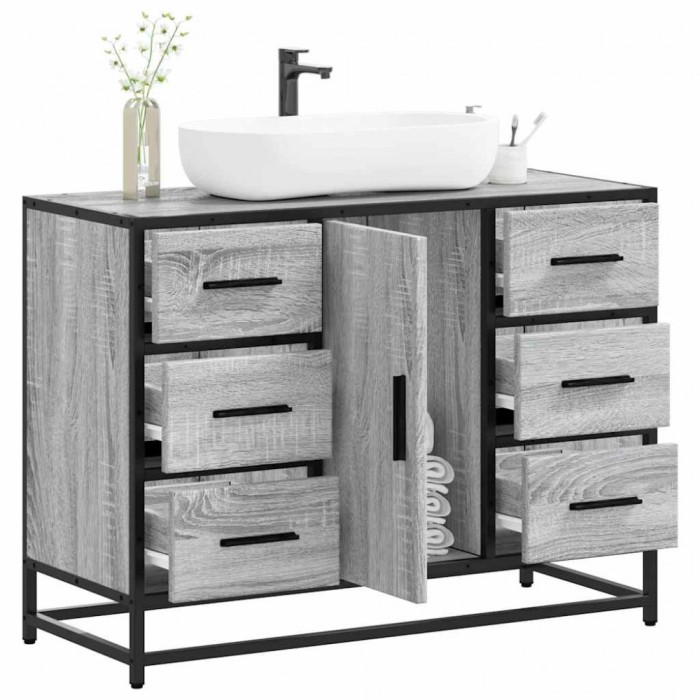 vidaXL Dulap chiuveta de baie, gri sonoma, 80x33x60 cm, lemn compozit