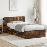 Cumpara ieftin Cadru de pat cu depozitare si tablie Stejar fumuriu 80 x 200 cm