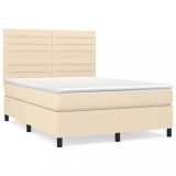 Cumpara ieftin Pat box spring cu saltea, crem, 140x200 cm, textil