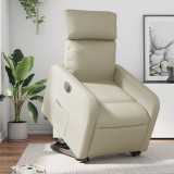 VidaXL Fotoliu rabatabil electric cu ridicare, crem, piele ecologică 3206764