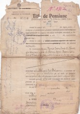 AMS @ - TITLU DE PENSIUNE, MINISTERUL DE RĂZBOIU, SERVICIUL ABILITĂȚII ȘI PENSIILOR, ANUL 1941