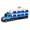 Set camion transportator, pilabil, cu 10 masinute si pista de curse XXL, albastru