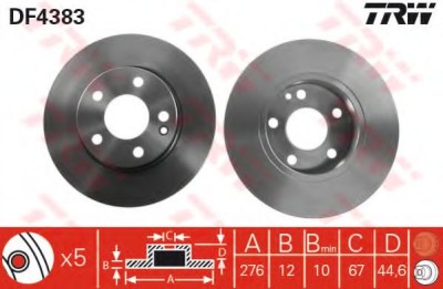 Disc frana MERCEDES A-CLASS (W169) (2004 - 2012) TRW DF4383 foto