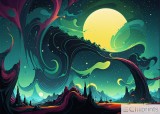 Tablou &bdquo;Astral Horizons&rdquo; - Print Digital - P&acirc;nză Bumbac 100% pe Șasiu din lemn