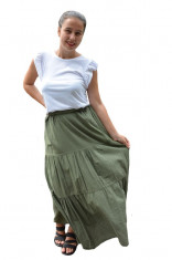 Fusta Denisse, model simplu cu elastic in talie, nuanta de verde inchis foto