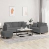 VidaXL Set de canapele cu perne, 3 piese, gri &icirc;nchis, textil 3202143
