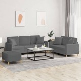 vidaXL Set de canapele cu perne, 3 piese, gri &icirc;nchis, textil