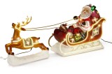 Figurina Mos Craciun cu Ren polirasina multicolora 19 leduri 129,2x34,3x57,8h