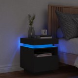 VidaXL Noptieră cu lumini LED, negru, 40x39x48,5 cm