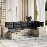 Cumpara ieftin Set canapele de grădină cu perne, 6 piese gri deschis poliratan