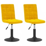 Cumpara ieftin Scaune de bucatarie pivotante, 2 buc., galben mustar, catifea