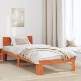 VidaXL Cadru de pat cu headboard maro cerat 90x200 cm lemn masiv de pin