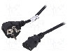 Cablu alimentare AC, 1.5m, 3 fire, culoare negru, CEE 7/7 (E/F) &amp;#351;tecar in unghi, IEC C13 mama, AKYGA - AK-PC-01C