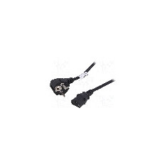 Cablu alimentare AC, 1.5m, 3 fire, culoare negru, CEE 7/7 (E/F) &#351;tecar in unghi, IEC C13 mama, AKYGA - AK-PC-01C