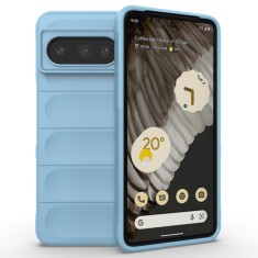 Husa pentru google pixel 8 pro, antisoc, margini cu striatii, design minimalist, bleu foto