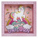 Pusculita de lemn decorativa, YUPY - Unicorn culoare roz 16X17x7