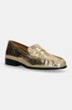 MICHAEL Michael Kors mocasini de piele Carlson femei, culoarea auriu, cu toc plat, 40F4CSFP1M.740