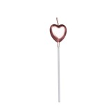 Cumpara ieftin Lumanare ornamentala pentru tort, forma inima cu finisaj lucios, suport inclus, 11 x 3.2 cm, pentru aniversari si petreceri, roz