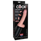 Vibrator ciocan cu incalzire, Thrusting Cock with Balls, Triple Threat Light, 7 functii#