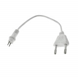 Cablu de alimentare furtun luminos, lungime 20 cm, cu stecher EU si conector 2 pini, alb