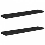 Rafturi de perete suspendate 2 buc., negru 120x23,5x3,8 cm, MDF