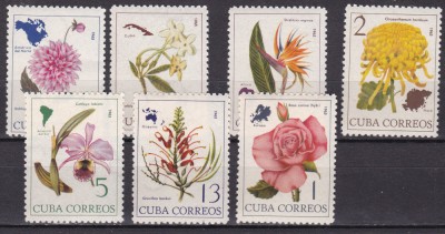Cuba 1965 flori MI 1035-1041 MNH foto