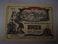 Eticheta bere Romania - BUCUR tip AZUGA - 1978 ! foto