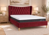 Pat Lora 160x200 cm Tapitat Catifea Burgundy Somiera Inclusa (cod ML 2302-11)